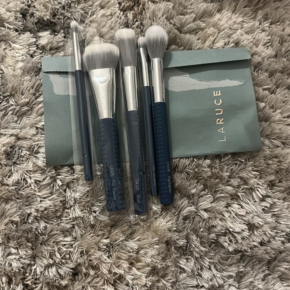 Laruce Beauty Makeup Laruce Cheek Eyes 5pc Brush Set Denim Blue New